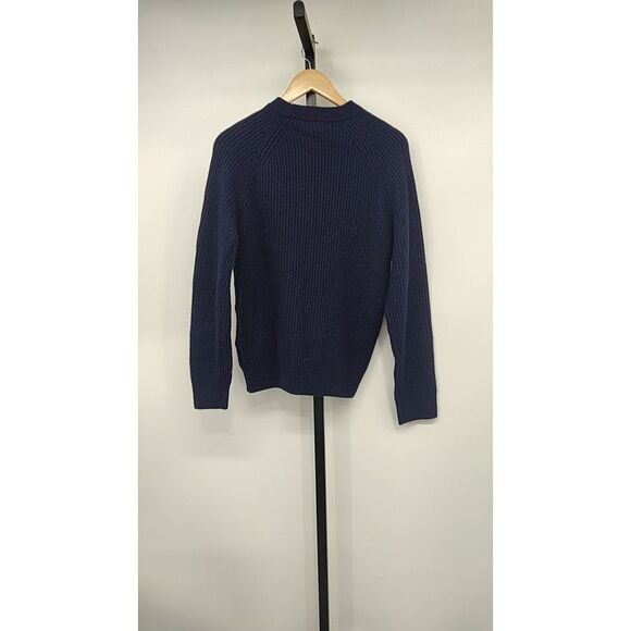 Quince Women Mongolian Cashmere Fisherman Crewneck Sweater Navy Sleeved Top L - Picture 2 of 3